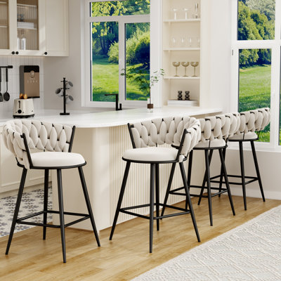 Upholstered Counter Stool With Metal Frame