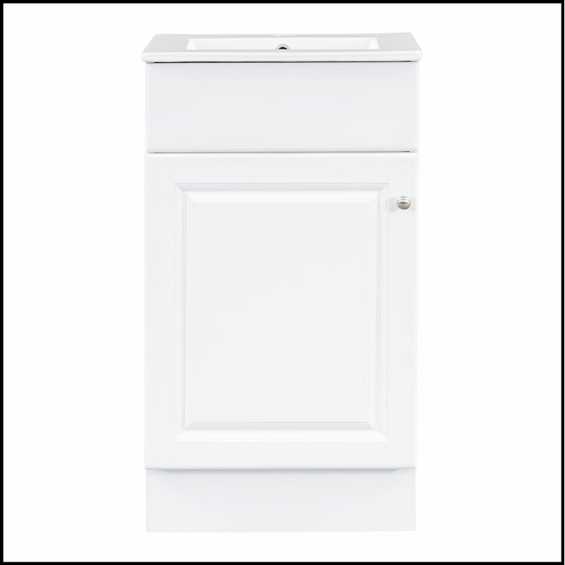 Meuble-lavabo de 18 pouces avec lavabo, armoire en panneau de fibres à densité moyenne durable et tablettes réglables pour les petits espaces