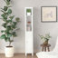 Armoire de rangement pour salle de bain avec tablettes réglables, armoire autoportante mince à 1 porte avec anti-basculement, compartiments ouverts, pour la maison, petits espaces, salle de bain, cuisine, salon