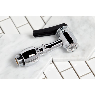 Kingston Brass Heritage Two-Handle 4-Hole 8" Centerset Kitchen Faucet with Brass Side Sprayer