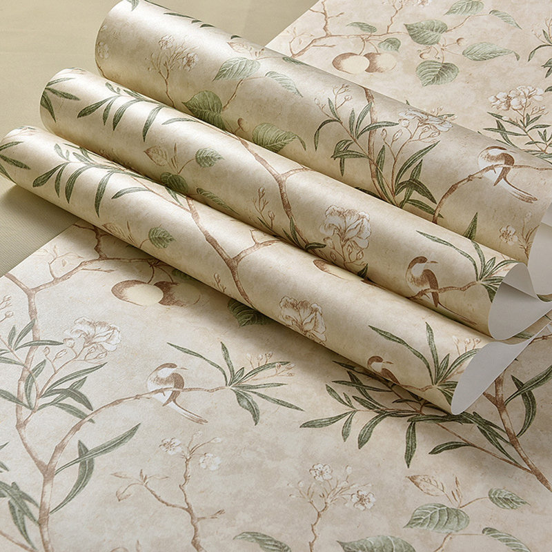 Monacada 10m x 53cm Semi-Gloss Wallpaper Roll, Light Yellow