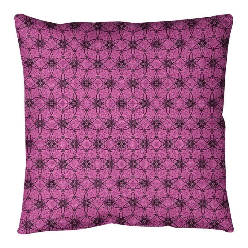 Coussin de sol Katelyn Elizabeth, H 28 po x l 28 po, Rose / Noir