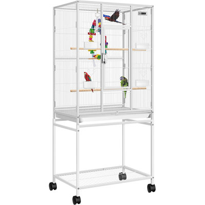 Zora 53.6'' Steel Flat Top Floor Bird Cage with Wheels