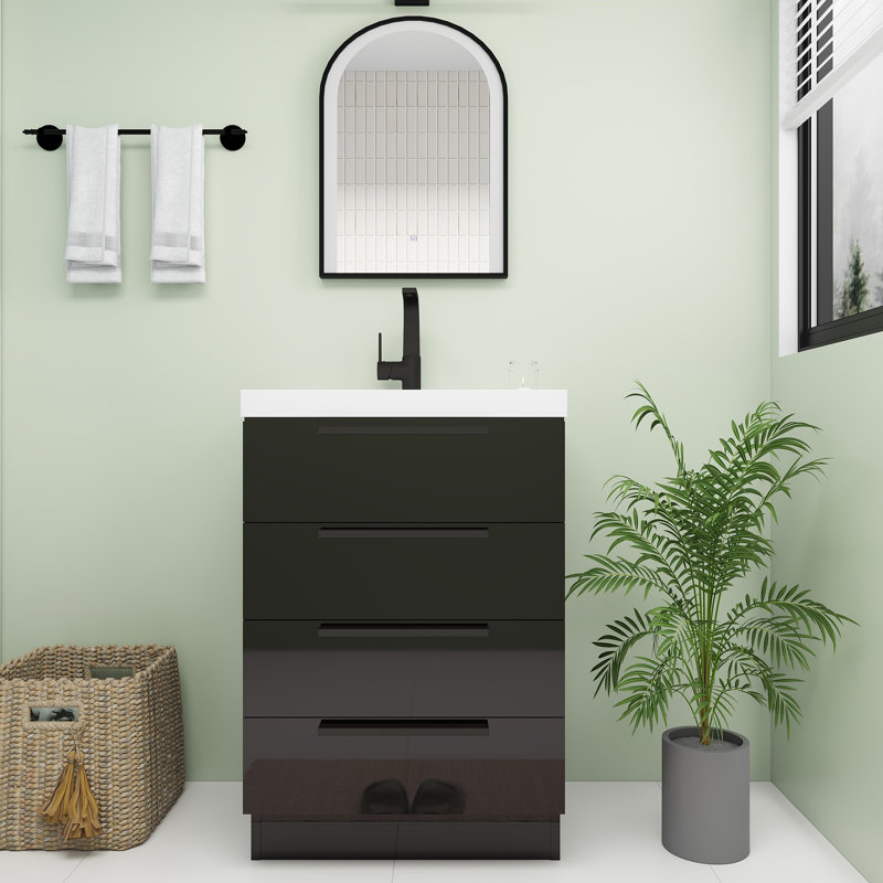 Meuble-lavabo autoportant Carla, Lustre noir, 24"