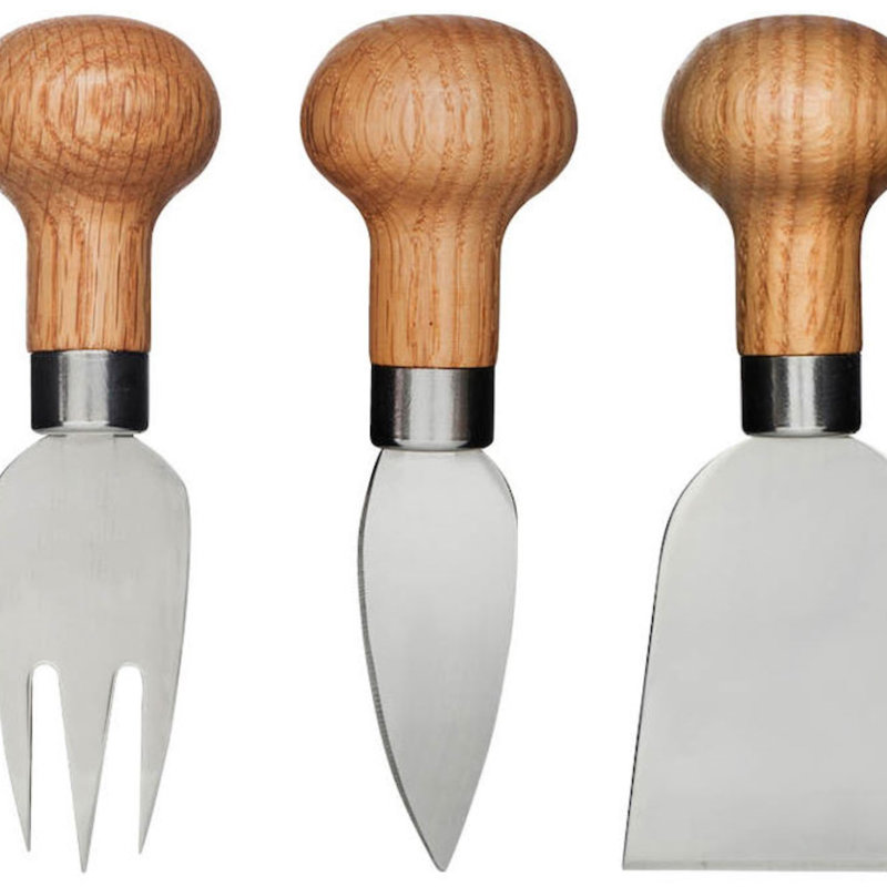 Ensemble de 3 couteaux à fromage ovales en chêne