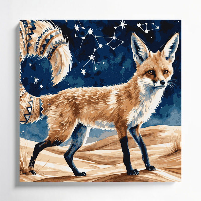 Faune sauvage, renard fennec, art mural sur toile grise, H 16 po x l 16 po