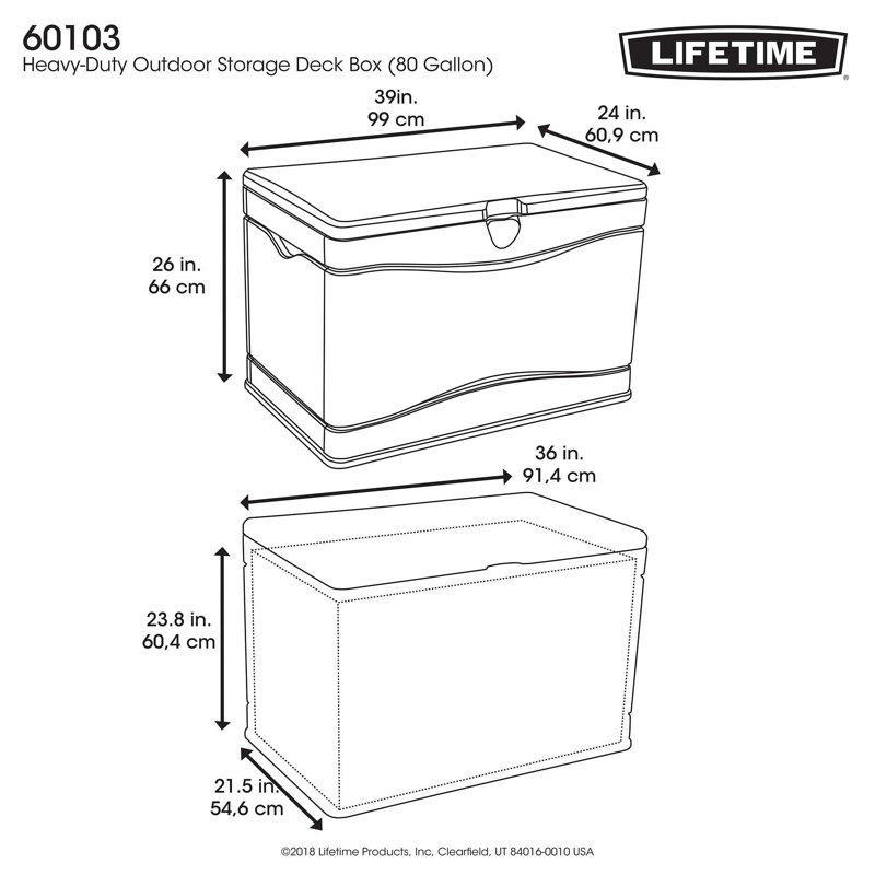 Lifetime 80 Gallon Tan and Brown Lockable Plastic Deck Box