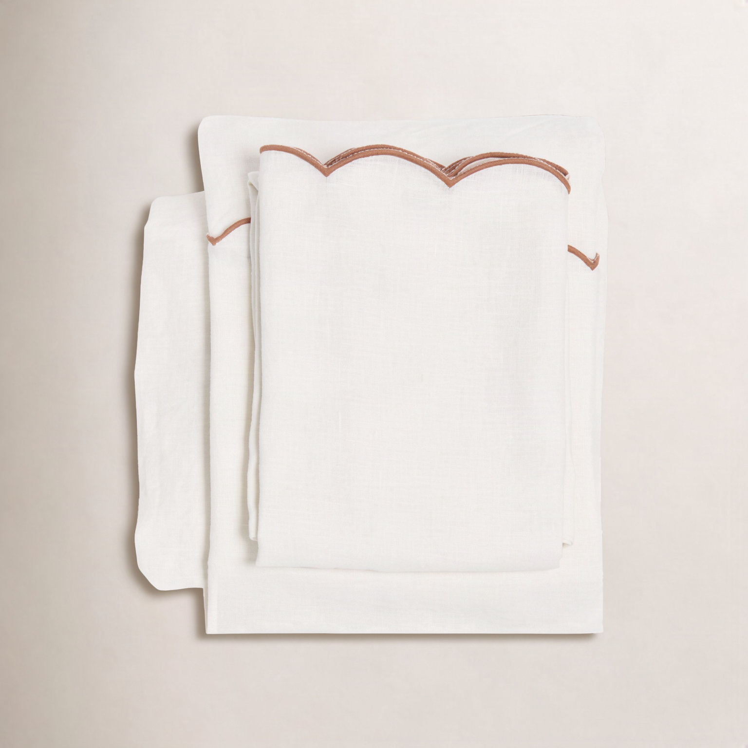 Kelly Rayon From Bamboo Sheet Set, King Sheet Set + 2 Pillowcases, Cream/Terra Cotta