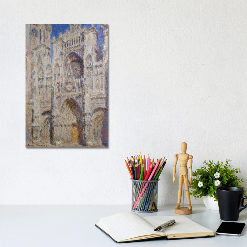 Rouen Cathedral: The Portal (Sunlight) by Claude Monet - Wrapped Canvas Painting