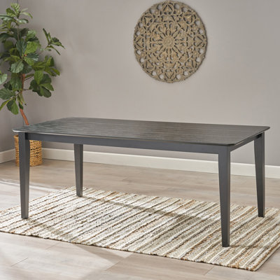 Table de salle à manger noire en bois massif avec pieds carrés, 76 po de profondeur, 35,5 de largeur, 29,45 de hauteur, 76,53 lb, conception, plateau à lattes, stabilité à quatre pieds, lignes lisses, magnifique table de finition avec pieds, profondeur, largeur,