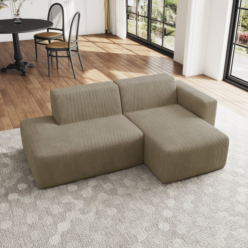 Berlare Modular Corner Sofa, Khaki Corduroy, Right Hand Facing