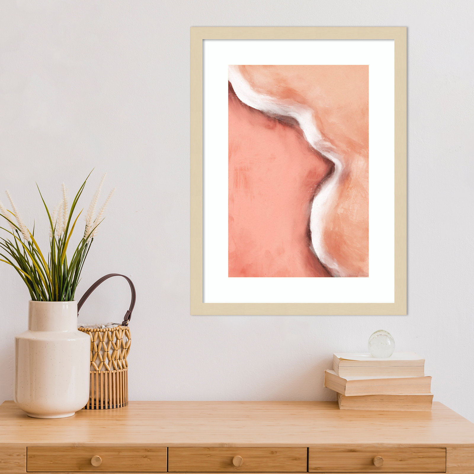 Galya "Peachy Wave" Print by Treechild, Brown, 21" H x 16" W