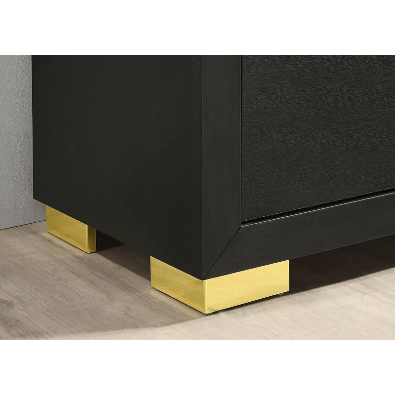 Table de chevet contemporaine 1 pièce avec glissière centrale 2 tiroirs et poignées carrées, idéale pour mettre à jour le décor de la chambre à coucher