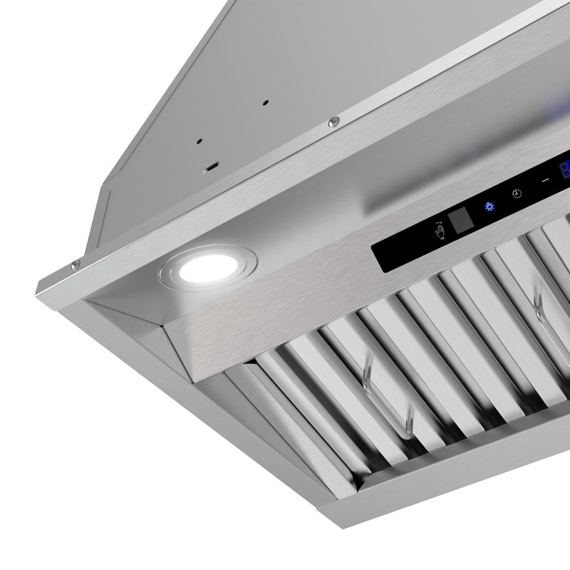 Robinet 34 po T-11791-1-CL Hotte de cuisine convertible 350 CFM en acier inoxydable brossé avec filtres à chicane, commande tactile, lumières DEL
