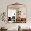 Miroir mural baroque vintage en forme d'arche, 91 x 76 cm, avec cadre en métal doré-2067202587