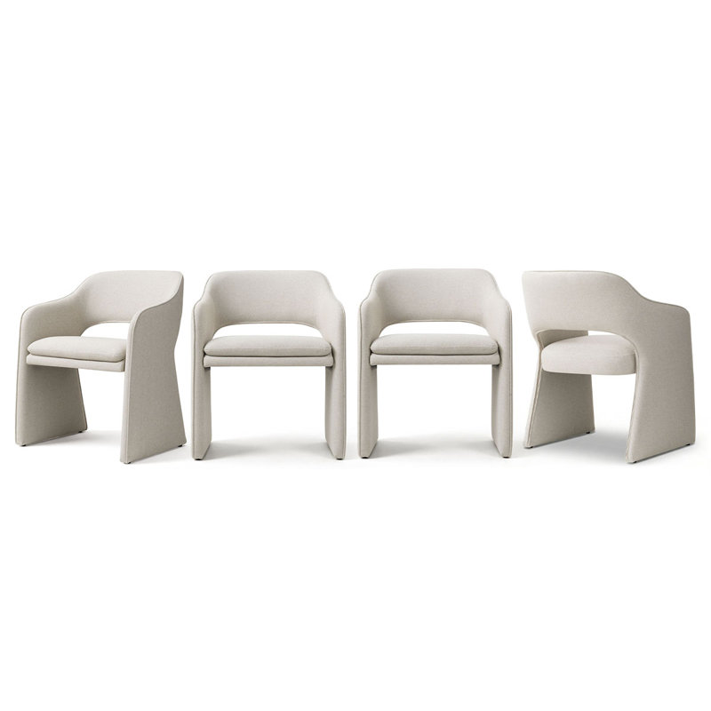 19" Seat Height Upholstered Waterproof Dining Armchair, Beige
