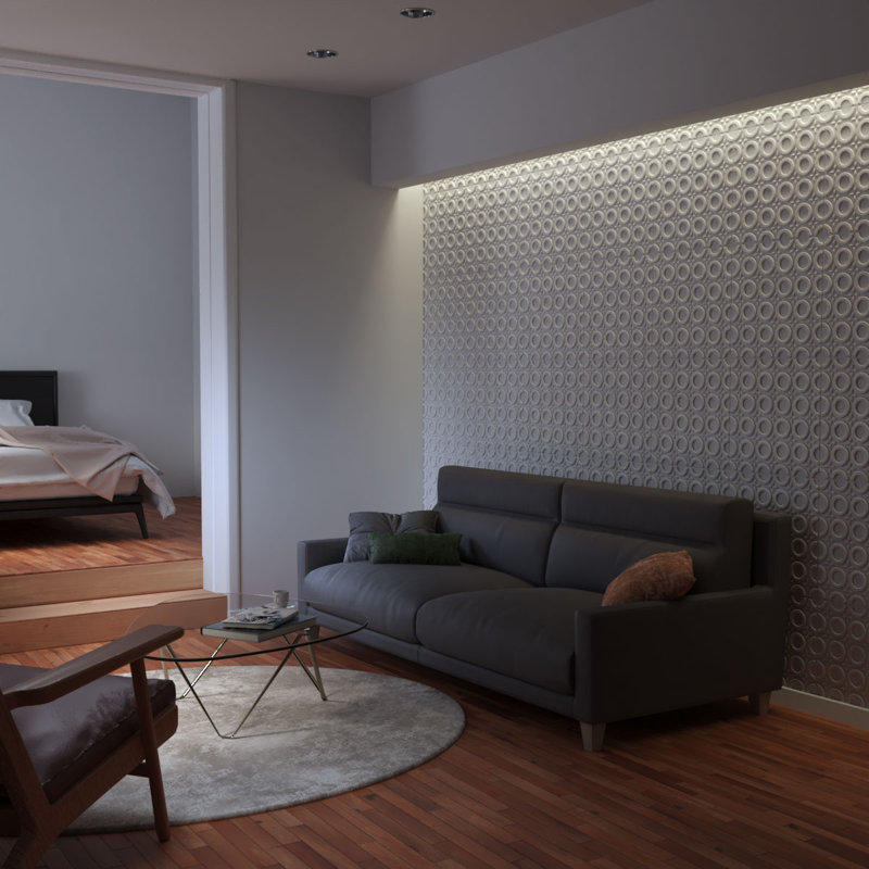 White Geometric Textured 3D PVC Wall Panels, 50-Pack