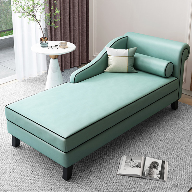 Chaise longue rembourrée Gibeon, Cyan, Accoudoir à droite (vu de face)