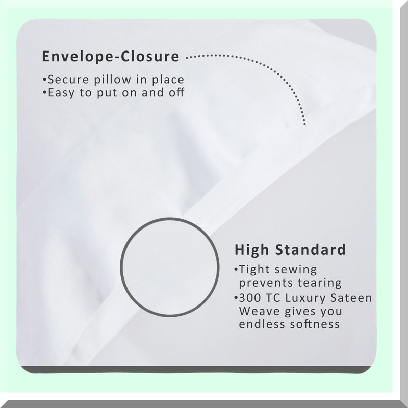 Silky Soft Cooling Pillowcase Set, Oeko-Tex Certified, Breathable Envelope Closure - Queen Size, (Pack of 2), White
