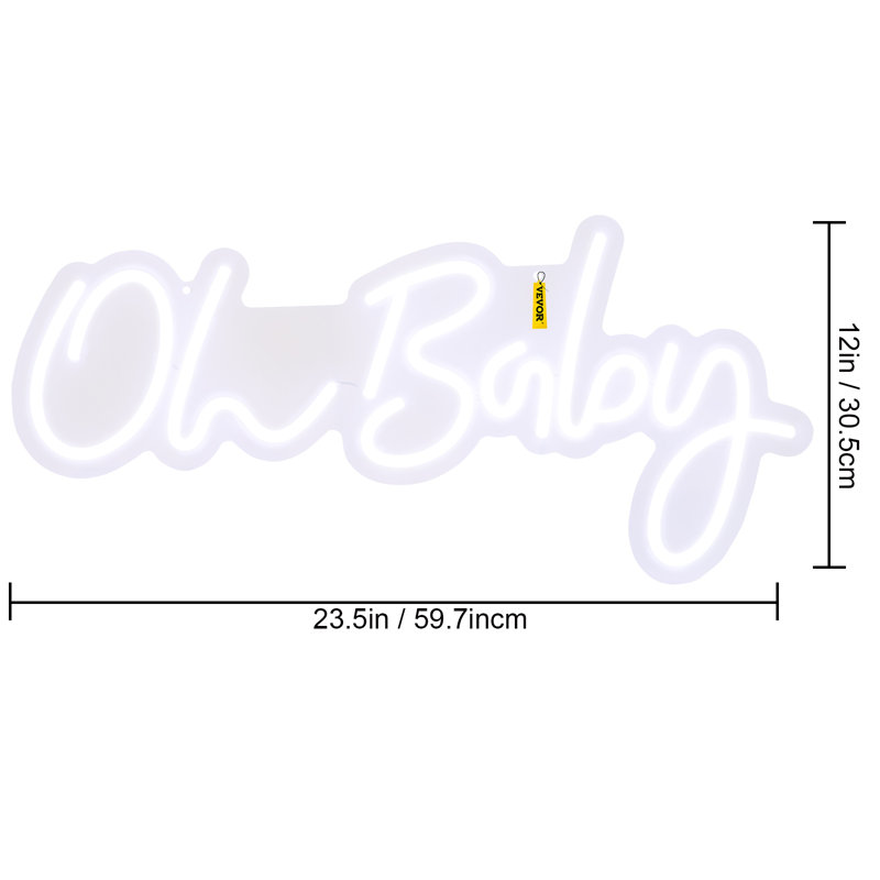 Enseigne néon Oh Baby 12 ", Blanc