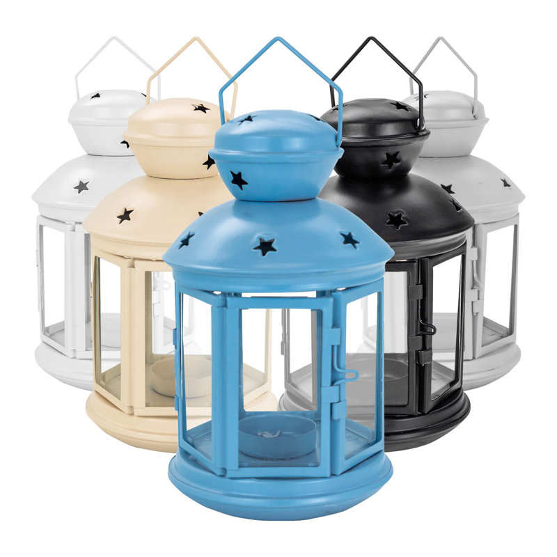 Nicola Spring - Metal Hanging Tealight Lantern - 20cm, Blue