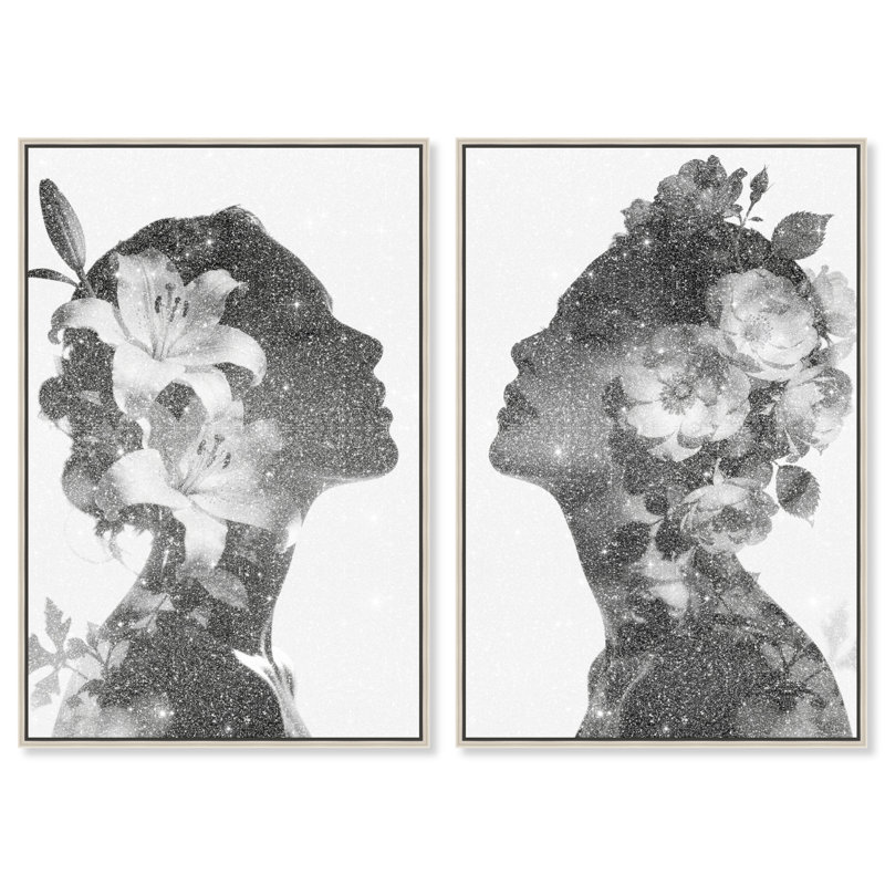 Nocturne Bloom Set Set by Oliver Gal, 37" H x 25" W, Silver Floater Frame