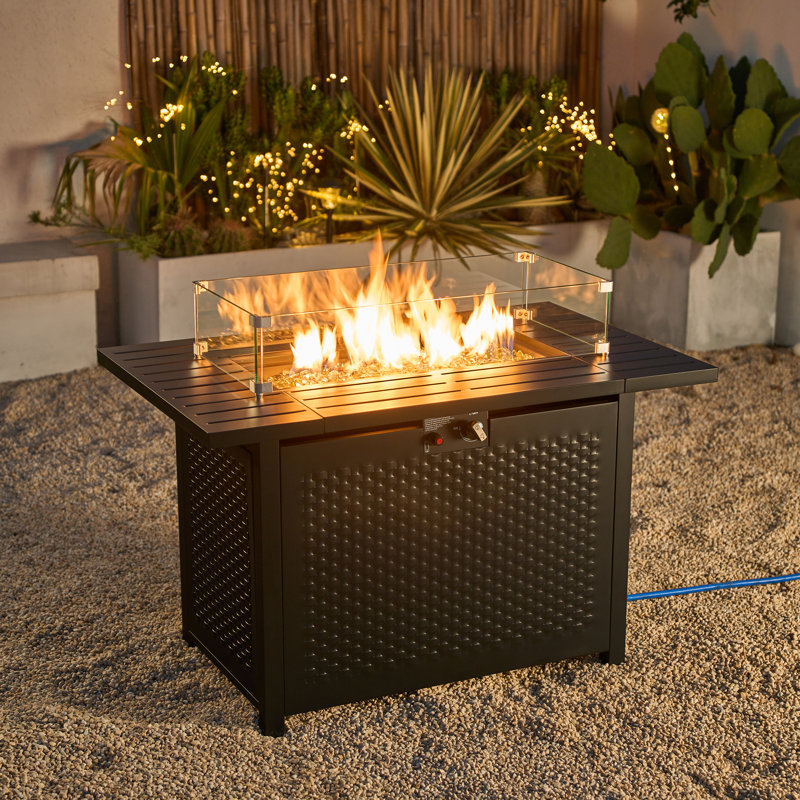 Table de foyer d'extérieur au propane 50 000 BTU avec remplisseur de pierre Deko Living