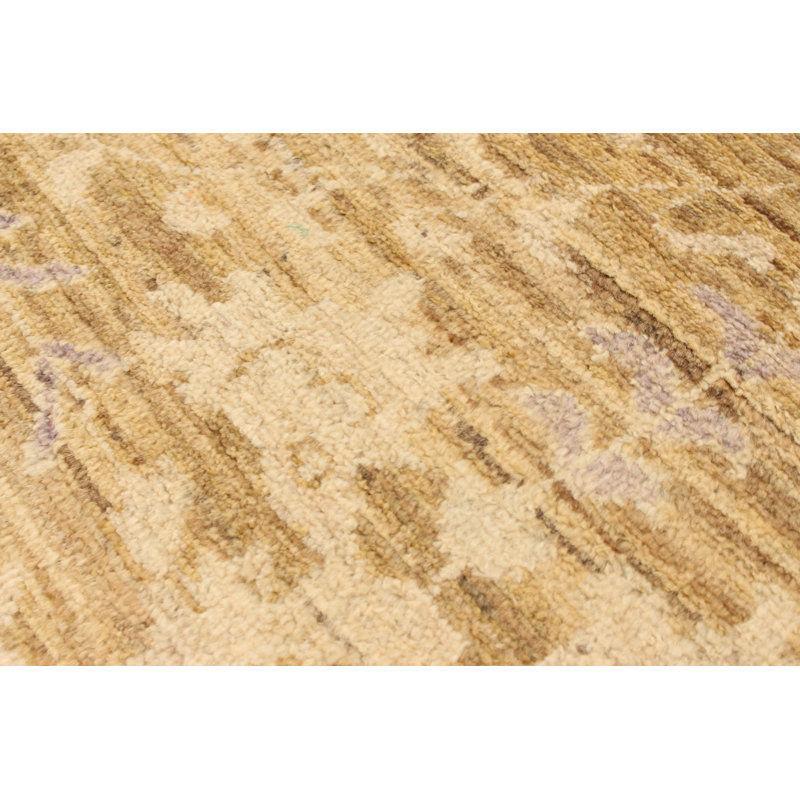 Tapis unique en laine noué à la main Oushak brun clair de 18 pi 2 po x 5 pi 11 po nouvel âge