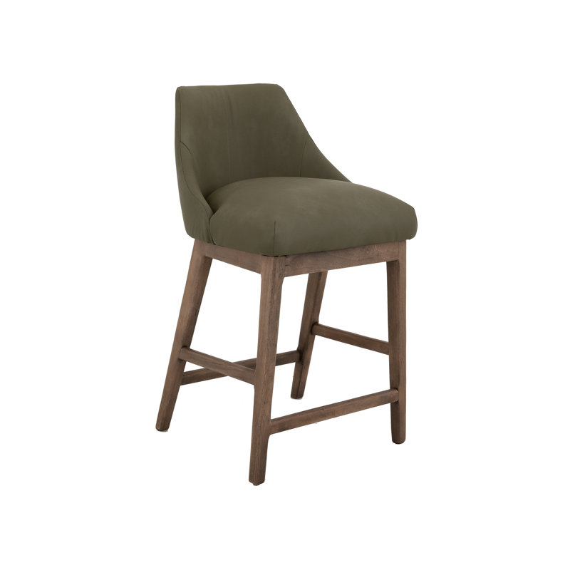 Structure en bois et siège rembourré beige, tabouret de bar, Vert, Tabouret de bar (siège d'une hauteur de 30 po)