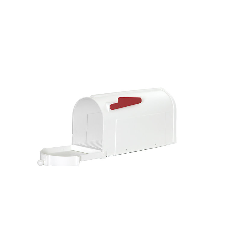 Ambrose Large White Lockable Plastic Post Mount Mailbox