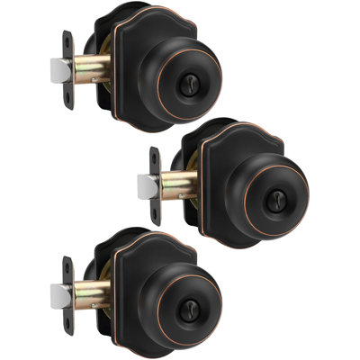 Oil Rubbed Bronze Door Knobs Interior, Bedroom Door Knob & Bathroom Classic, Bronze Interior Door Knobs 3 Pack