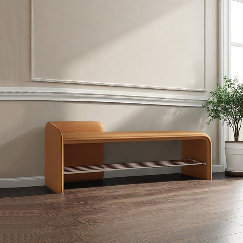 27.6in Shoe Storage Bench, Orange