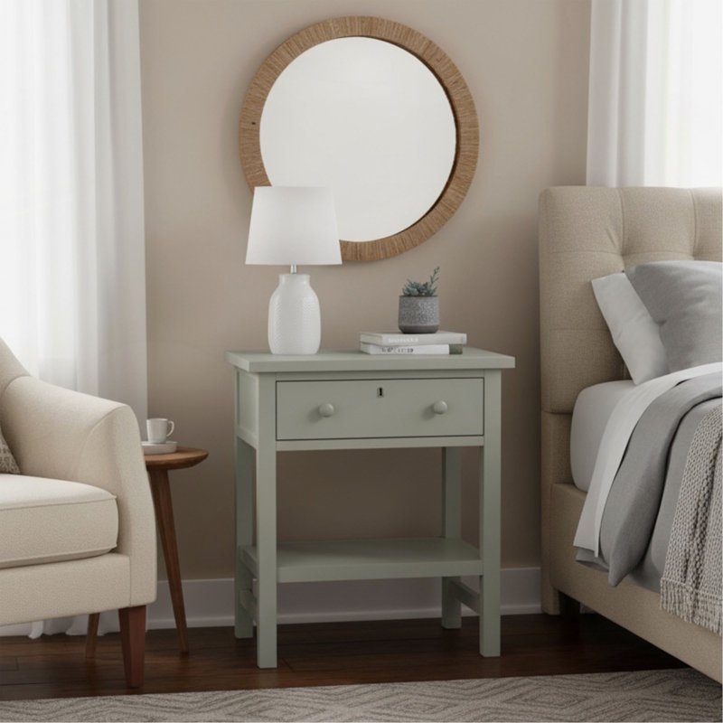 Finley 1-Drawer Storage Nightstand, Antique Gray