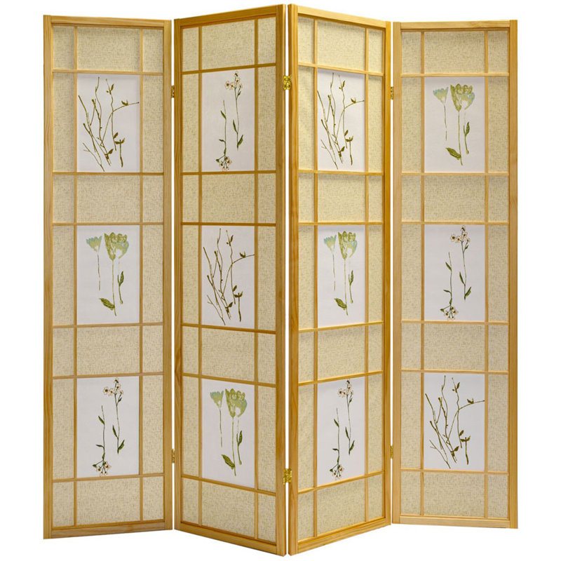 Cloison pliante en bois massif Boothbay, 4, Naturel