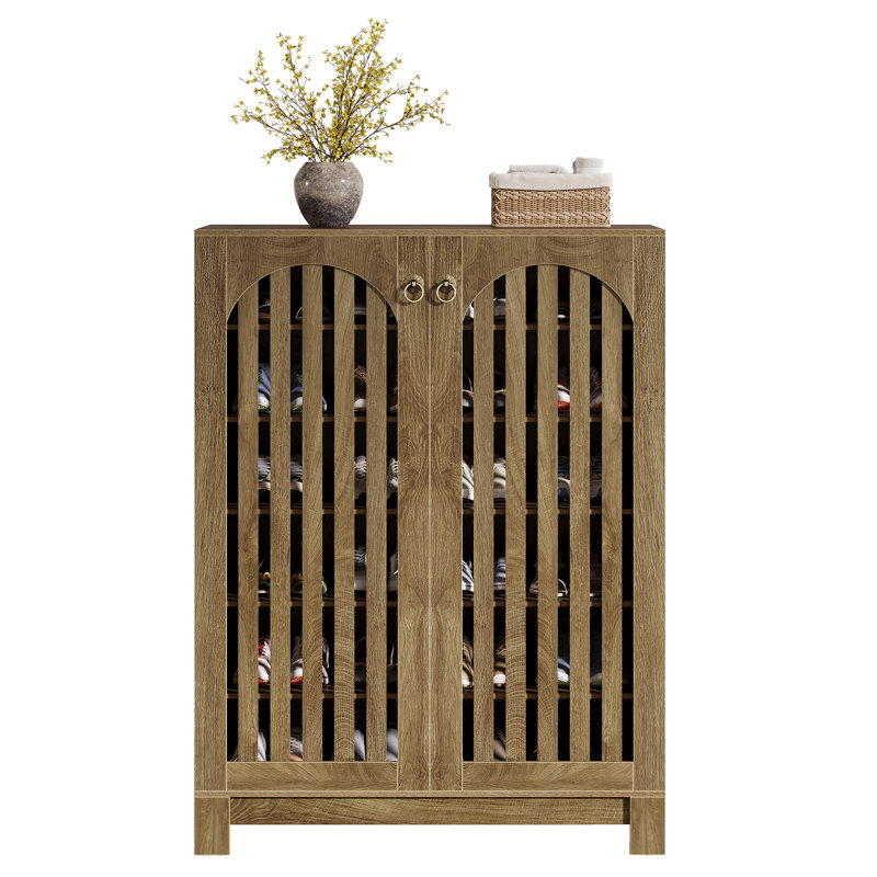 30 Pair Shoe Storage Cabinet, Oak