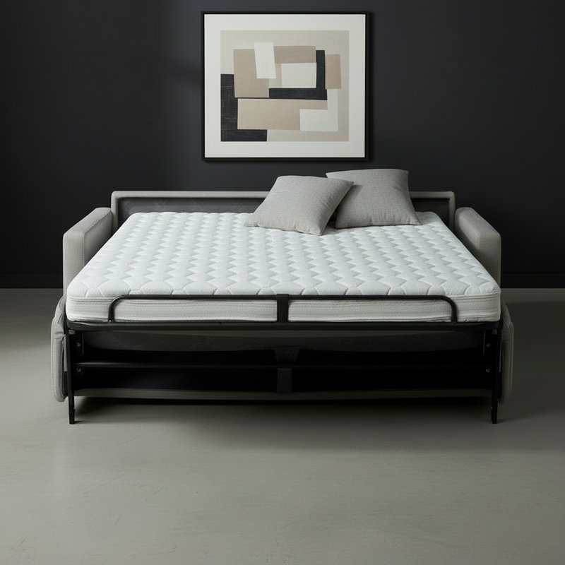 Canapé-lit en tissu de qualité supérieure Adalise, Tissu performance gris clair DuraTex