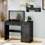 Bureau de coiffeuse avec miroir, tiroirs de rangement et tablettes réglables - Table de maquillage pour chambre à coucher-2140070694