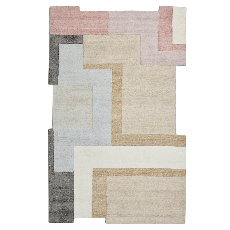Jenny From The Block Geometric Area Rug in Brown/Blue/Pink, Rectangle 6' x 9'