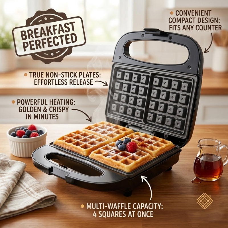 Waffle Maker, Black 750 W