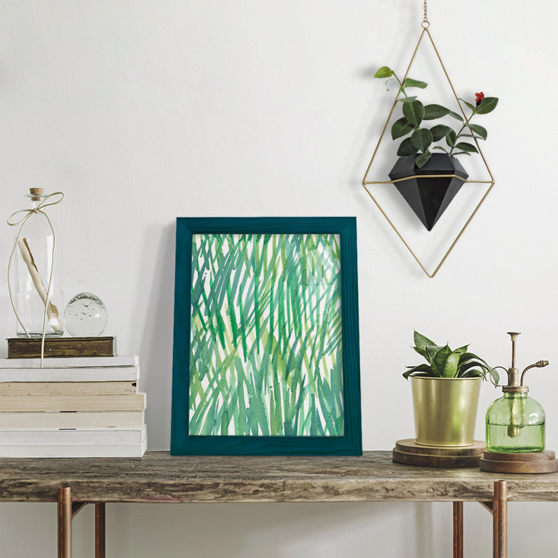 Just Grass I - imprimé, H 11 po x l 9 po x P 1 po, Papier avec cadre bleu