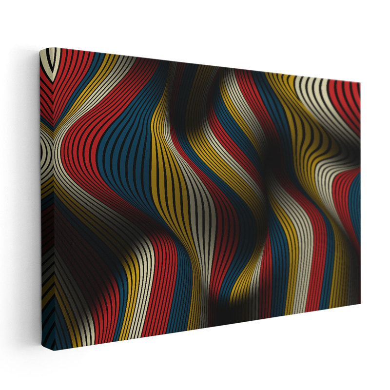 «Trendy Distorsion of Lines Flow Abstract Art», reproduction d'art sur toile, H 32 po x l 48 po