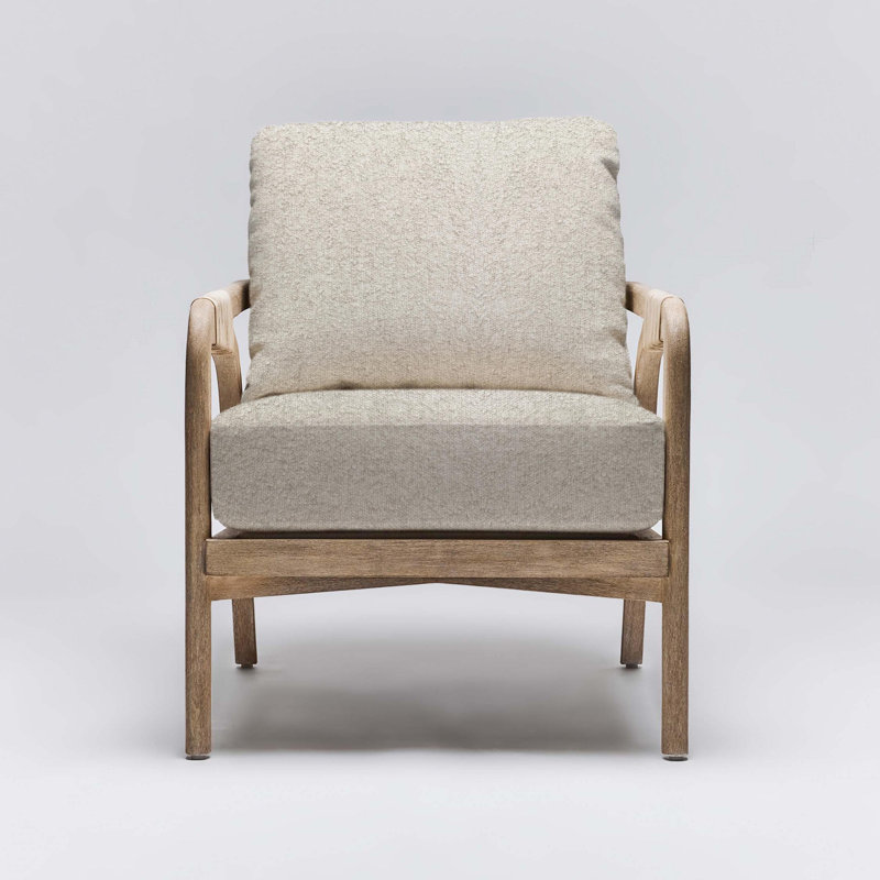 Fauteuil en cuir Delray de 27,5 po de largeur, Cérusé blanc, Boucle de teinte