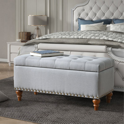 Banc de rangement repose-pieds, charnière de support encastrée facile à ouvrir, garniture de rivet, chambre à coucher, entrée, salon, linge de maison （UNIQUEMENT OTTOMAN)