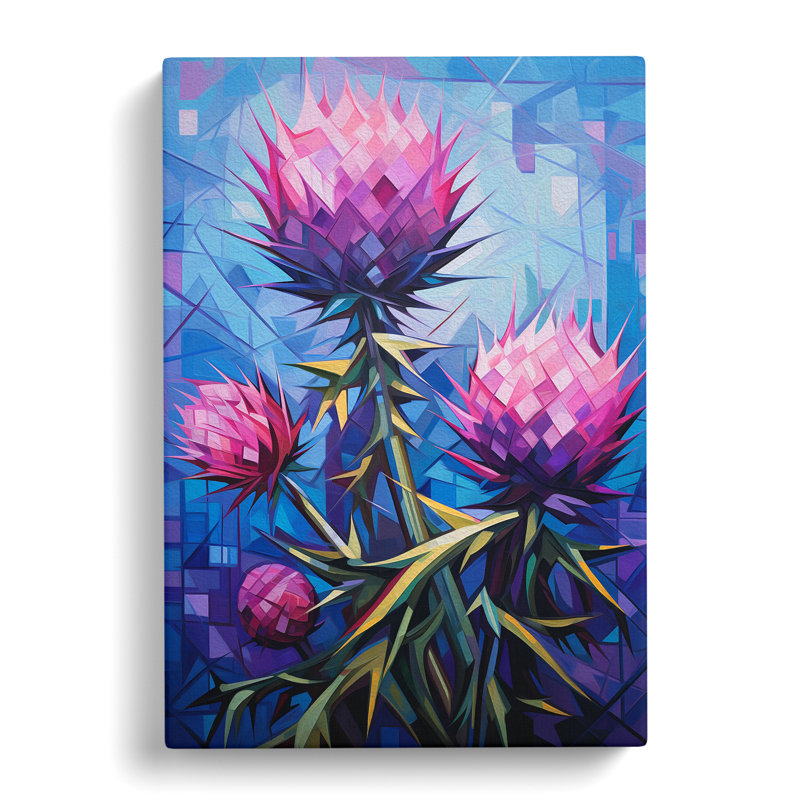 Thistle Cubism - Wrapped Canvas, 60cm H x 40cm W x 3cm D
