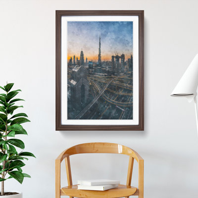Skyline In Dubai Painting - Framed Print