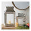 Bougie blanche en bois et verre avec bougie ouragan, ensemble de 2