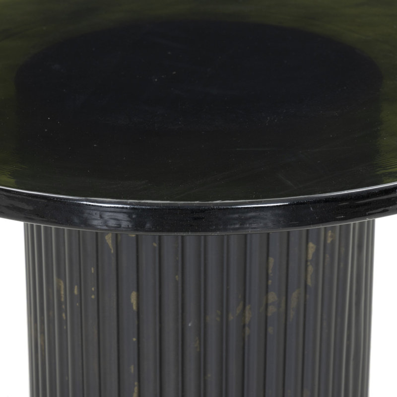Ruben Glass End Table, Smoked Black Top/Dark Brown Base
