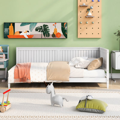 Twin Size Wood Daybed/ In White - Classic Design For Bedroom Comfort And Armrest Bed Elegant Mid-century Support
