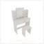 Commode compacte à un tiroir avec miroir réglable et tabouret confortable, parfaite pour les petits espaces et le rangement organisé.