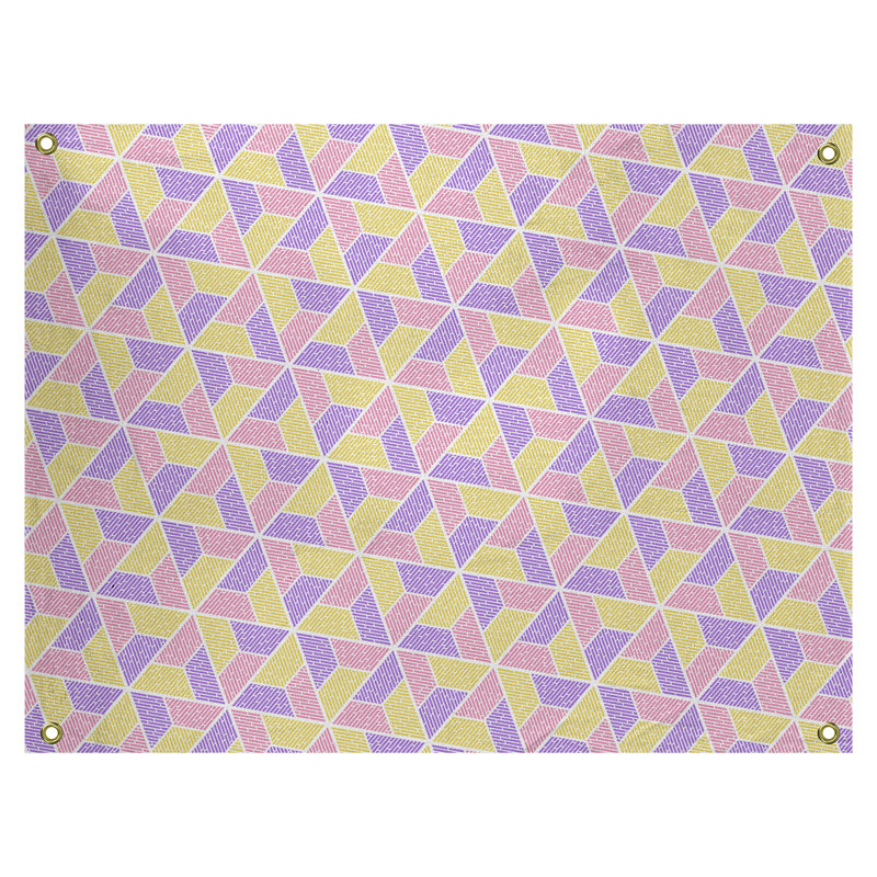 Tapisserie «Avicia Trapezoids» par Katelyn Elizabeth, H 91 po x l 107,5 po, Intérieur, Rose / jaune / mauve